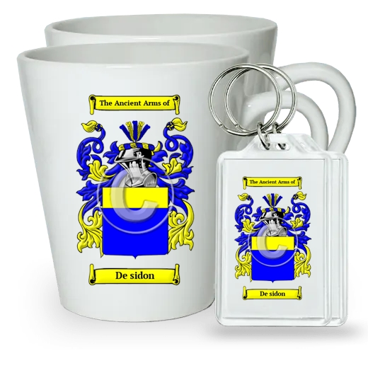 De sidon Pair of Latte Mugs and Pair of Keychains